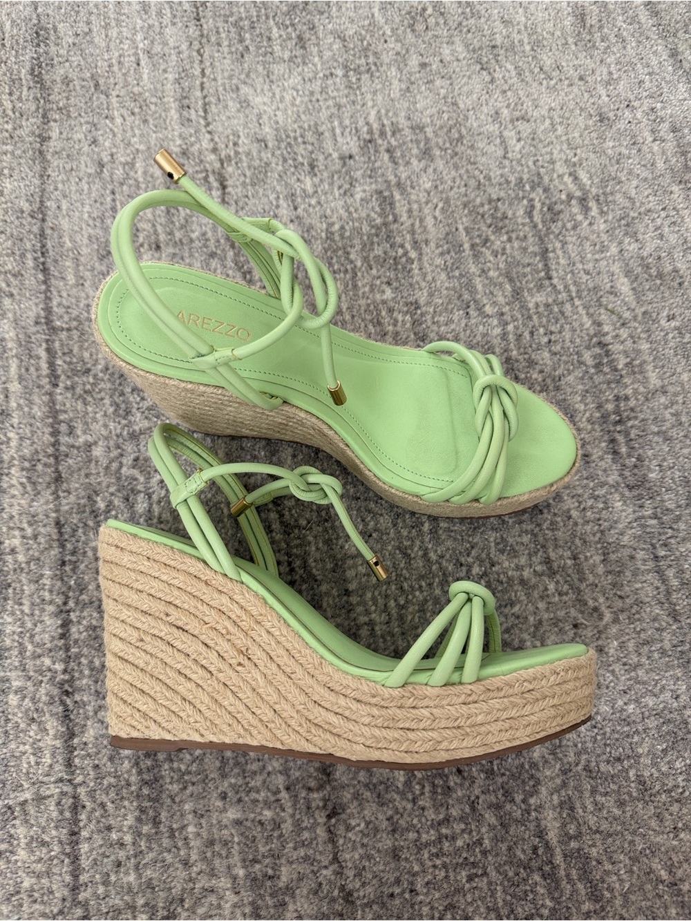 Arezzo Mint Green Espadrille Wedge Sandals